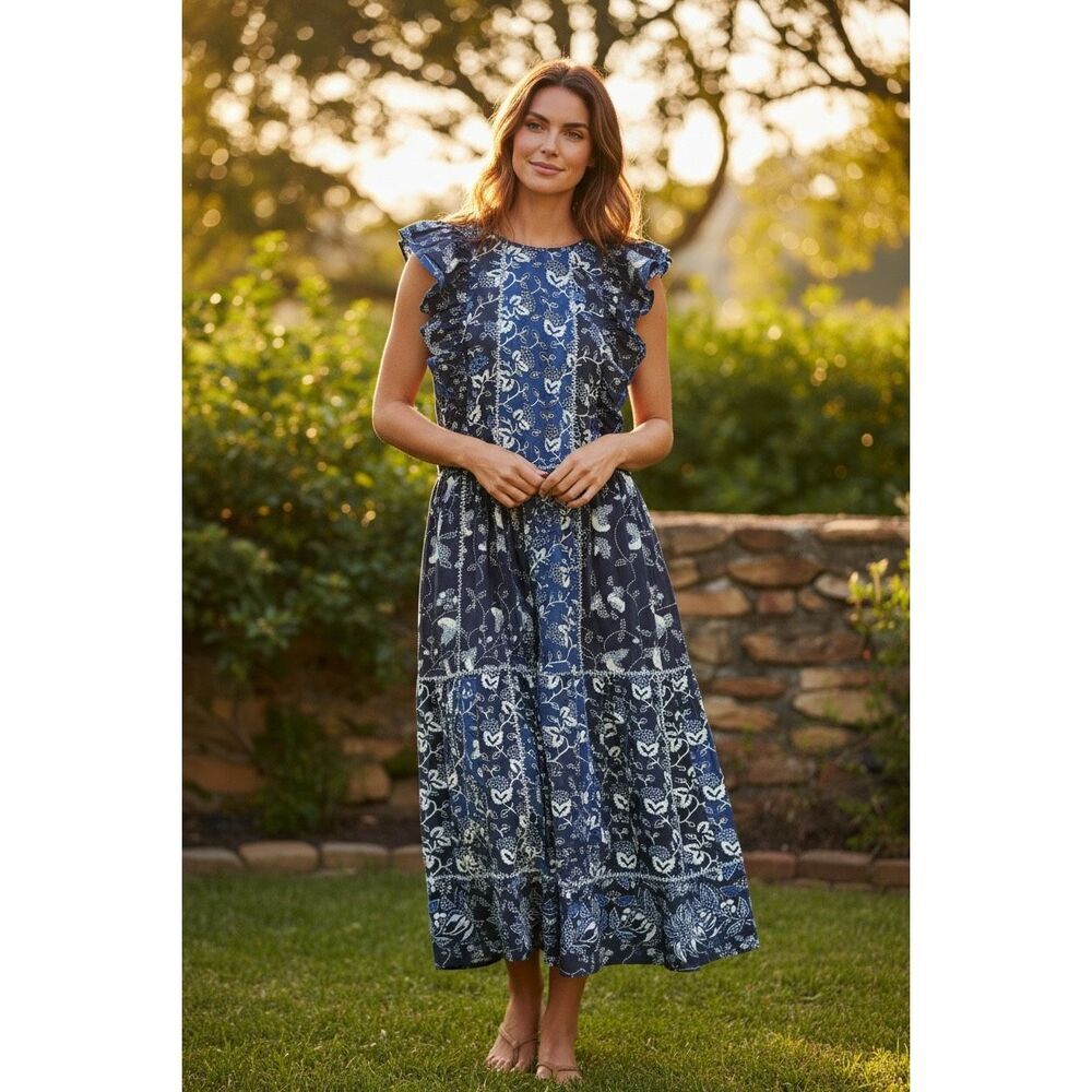 ULLA JOHNSON CITRA DRESS IN INDIGO - New!